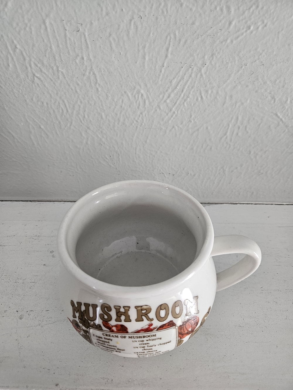 Vintage 1970s Mushroom Recipe Ceramic Soup Mug - Picture 6 of 7